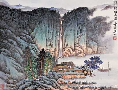 宋玉麟 翠岭幽居图 镜心